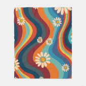 Retro Groovy 70er Regenbogen Gänseblümchen Fleecedecke (Vorderseite)
