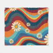 Retro Groovy 70er Regenbogen Gänseblümchen Fleecedecke (Vorderseite (Horizontal))