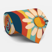 Retro Groovy 70er Regenbogen Gänseblümchen Krawatte (Gerollt)