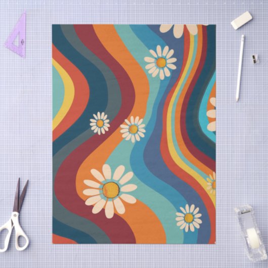 Retro Groovy 70er Regenbogen Gänseblümchen Seidenpapier (Basteln)
