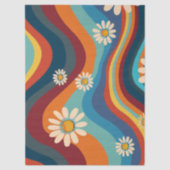 Retro Groovy 70er Regenbogen Gänseblümchen Seidenpapier (Vorderseite)