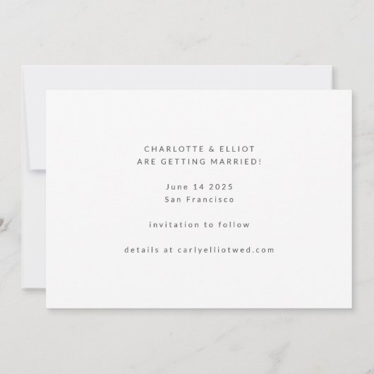 Retro Groovy 70er Schwarz-weiß Foto Wedding Save The Date (Rückseite)