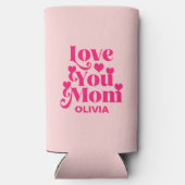 Retro Groovy 70er Themed Liebe You Mama Pink Selters Dosenkühler (Rückseite)