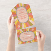 Retro Groovy 70er Themed Mutes Hochzeit All In One Einladung (Abreißen)