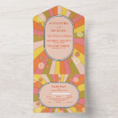 Retro Groovy 70er Themed Mutes Hochzeit All In One Einladung (Innen Boden)