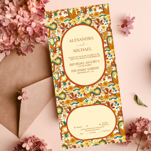 Retro Groovy 70er Themed Mutes Hochzeit All In One Einladung