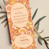 Retro Groovy 70er Themed Mutes Hochzeit All In One Einladung