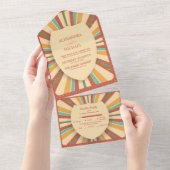 Retro Groovy 70er Themed Mutes Hochzeit All In One Einladung (Abreißen)