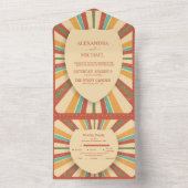 Retro Groovy 70er Themed Mutes Hochzeit All In One Einladung (Innen Boden)