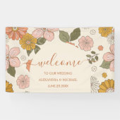 Retro Groovy 70er Themed Mutes Hochzeit Banner (Horizontal)