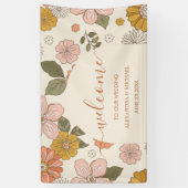 Retro Groovy 70er Themed Mutes Hochzeit Banner (Vertikal)