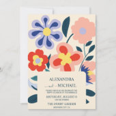 Retro Groovy 70er Themed Mutes Hochzeit Einladung (Vorderseite)