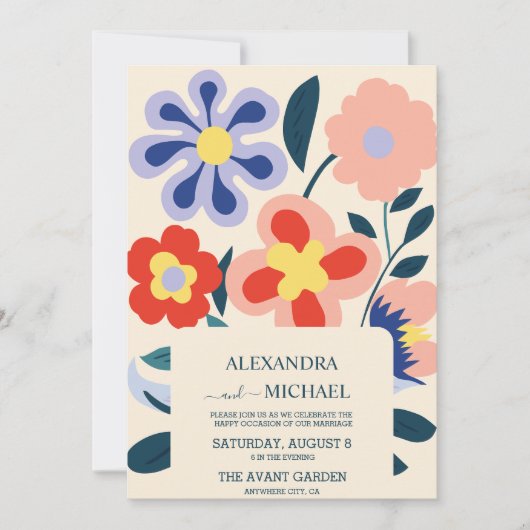 Retro Groovy 70er Themed Mutes Hochzeit Einladung (Vorderseite)