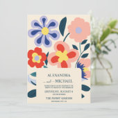 Retro Groovy 70er Themed Mutes Hochzeit Einladung (Stehend Vorderseite)