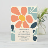 Retro Groovy 70er Themed Mutes Hochzeit Einladung (Stehend Vorderseite)