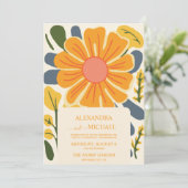 Retro Groovy 70er Themed Mutes Hochzeit Einladung (Stehend Vorderseite)