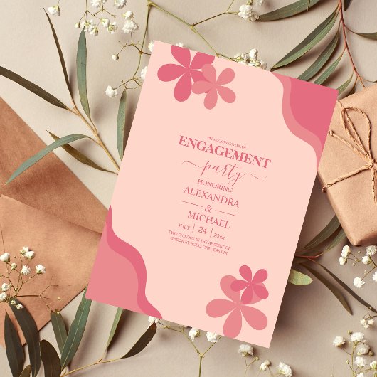 Retro Groovy 70er Themed Mutes Hochzeit Einladung