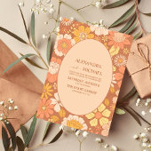 Retro Groovy 70er Themed Mutes Hochzeit Einladung