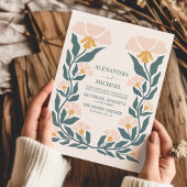 Retro Groovy 70er Themed Mutes Hochzeit Einladung