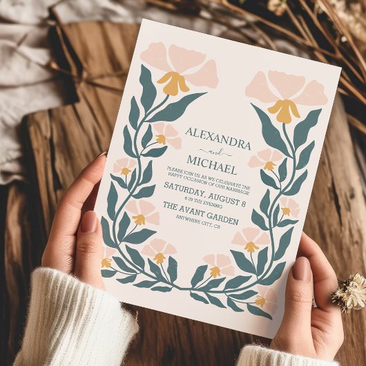 Retro Groovy 70er Themed Mutes Hochzeit Einladung