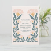 Retro Groovy 70er Themed Mutes Hochzeit Einladung (Stehend Vorderseite)