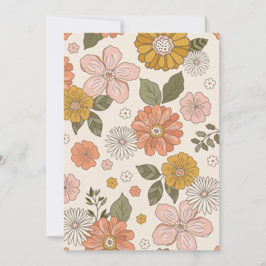 Retro Groovy 70er Themed Mutes Hochzeit Einladung (Rückseite)