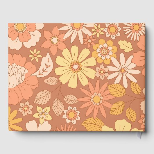 Retro Groovy 70er Themed Mutes Hochzeit Gästebuch (Rückseite)