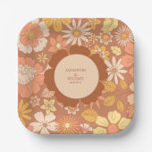 Retro Groovy 70er Themed Mutes Hochzeit Pappteller (Vorderseite)