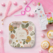 Retro Groovy 70er Themed Mutes Hochzeit Pappteller (Party)