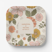 Retro Groovy 70er Themed Mutes Hochzeit Pappteller (Vorderseite)