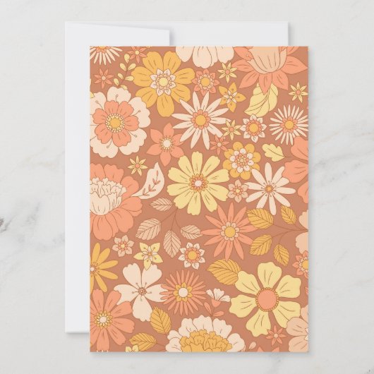 Retro Groovy 70er Themed Mutes Hochzeit Save The Date (Rückseite)