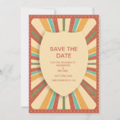 Retro Groovy 70er Themed Mutes Hochzeit Save The Date (Vorderseite)