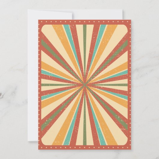 Retro Groovy 70er Themed Mutes Hochzeit Save The Date (Rückseite)