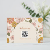 Retro Groovy 70er Themed Mutes Tones Wedding RSVP (Stehend Vorderseite)