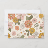 Retro Groovy 70er Themed Mutes Tones Wedding RSVP (Rückseite)