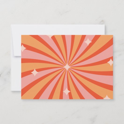 Retro Groovy 70er Themed Mutes Tones Wedding RSVP (Rückseite)