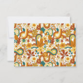 Retro Groovy 70er Themed Mutes Tones Wedding RSVP (Rückseite)