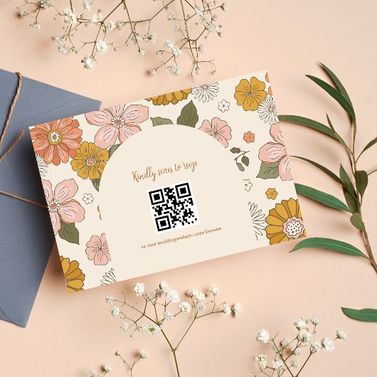 Retro Groovy 70er Themed Mutes Tones Wedding RSVP