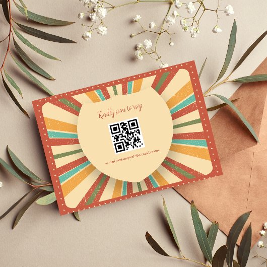 Retro Groovy 70er Themed Mutes Tones Wedding RSVP