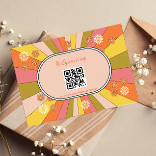 Retro Groovy 70er Themed Mutes Tones Wedding RSVP Karte