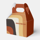 Retro Groovy 70er Wavy Orange Brown Funky Wedding Geschenkschachtel (Vorderseite)