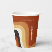 Retro Groovy 70er Wavy Orange Brown Funky Wedding Pappbecher (Vorderseite)