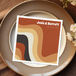 Retro Groovy 70er Wavy Orange Brown Funky Wedding Serviette