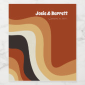 Retro Groovy 70er Wavy Orange Brown Funky Wedding Weinetikett (Einzelnes Label)