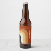 Retro Groovy 70er Wavy Orange Custom Wedding Bierflaschenetikett (Vorderseite)
