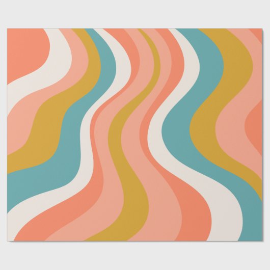 Retro Groovy 70er Wavy Pattern Geschenkpapier (Flach)