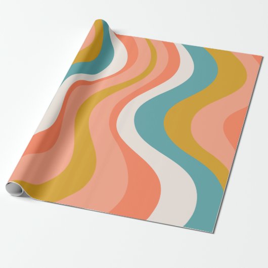 Retro Groovy 70er Wavy Pattern Geschenkpapier (Ungerollt)