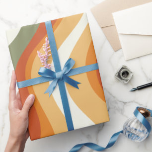 Retro Groovy 70er Wavy Stripes Geschenkpapier