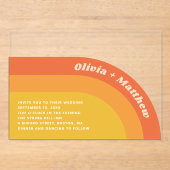 Retro Groovy 70er Wedding | Boho Sunset Transparen Acryleinladungen (Vorderseite)