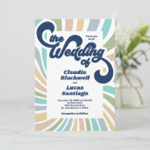 Retro Groovy 70er Wedding Einladung (Stehend Vorderseite)